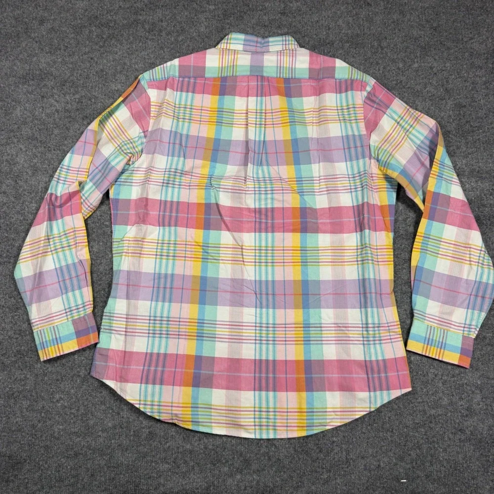 Polo Ralph Lauren Shirt Classic Fit Mens L Multi Cotton Plaid Pastel LS NWT